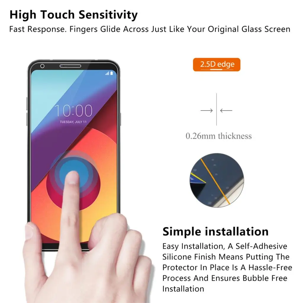 2 шт./лот 2.5D 0 26 мм 9H Премиум Закаленное стекло для LG Q6 Защитная пленка Alpha|Защитные