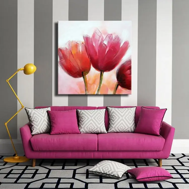 Оптовая продажа 100% толстый текстурированный Нож Тюльпан ручной работы Картина