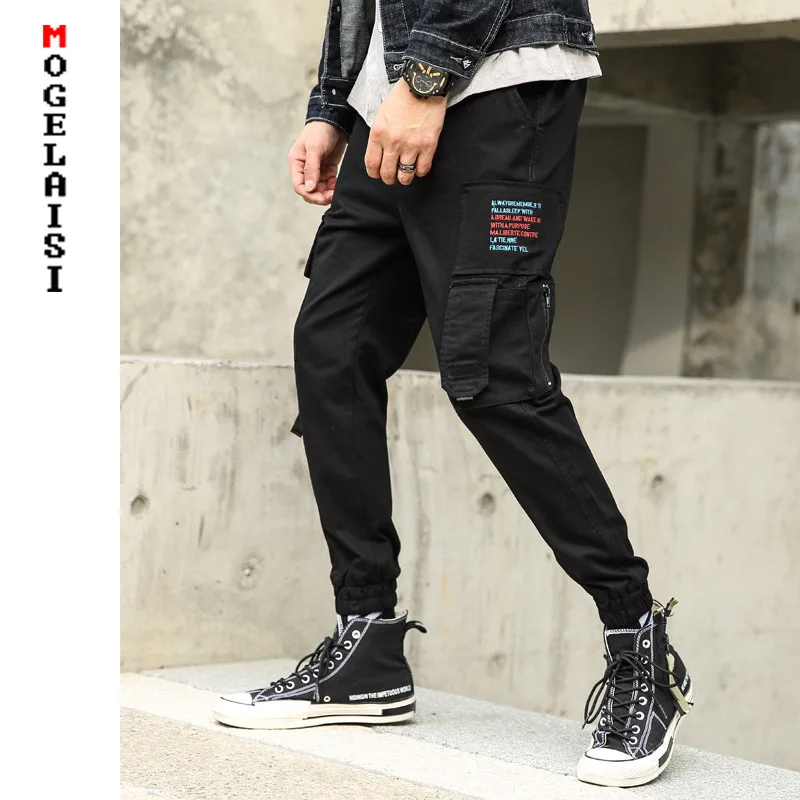 Мужские повседневные брюки карго весна 2019 уличные для бега в стиле хип хоп с