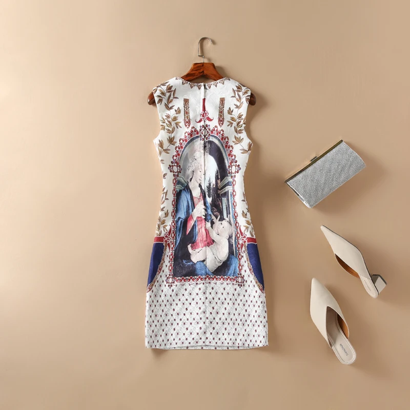 Женское подиумное платье повседневное мини-платье с о-вырезом без рукавов и