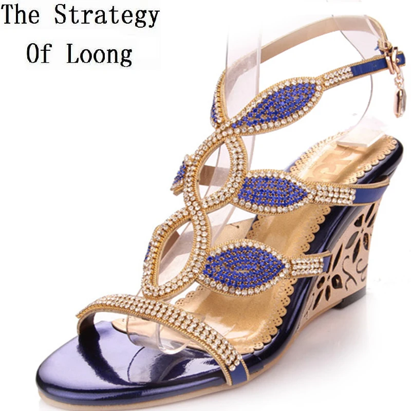 2019 женская обувь новые летние часы Corium Стразы туфли на танкетке высоком каблуке