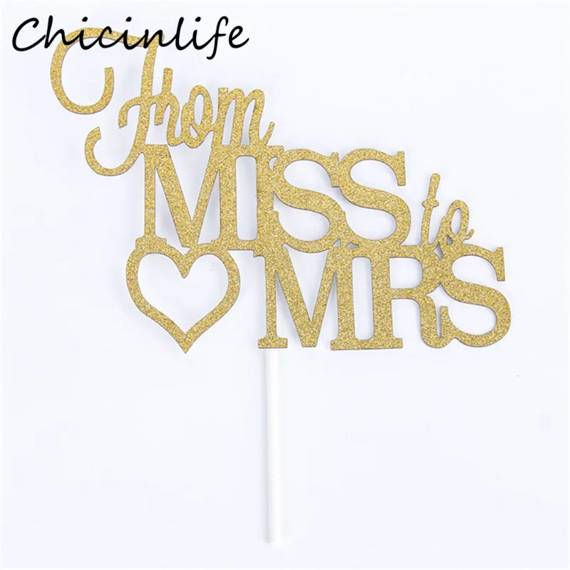 Chicinlife 1 шт. золото/серебро от мисс к миссис торт Топпер девичник свадебный душ Свадебные обручение Декор поставки