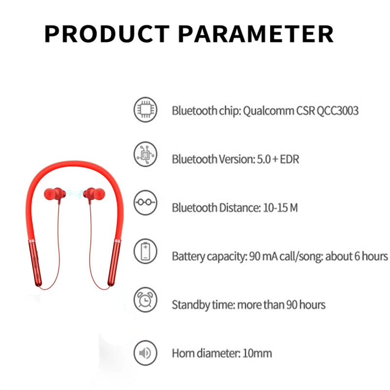 Беспроводные наушники Orunjo Q30 bluetooth гарнитура с шумоподавлением шейные спортивные