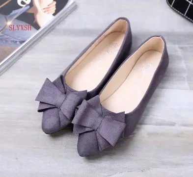 

SLYXSH Women shoes new Fashion Autumn Bowtie Flat Platform Shoes For Woman Shallow Slip On Ladies Loafers Flock Female Footwear