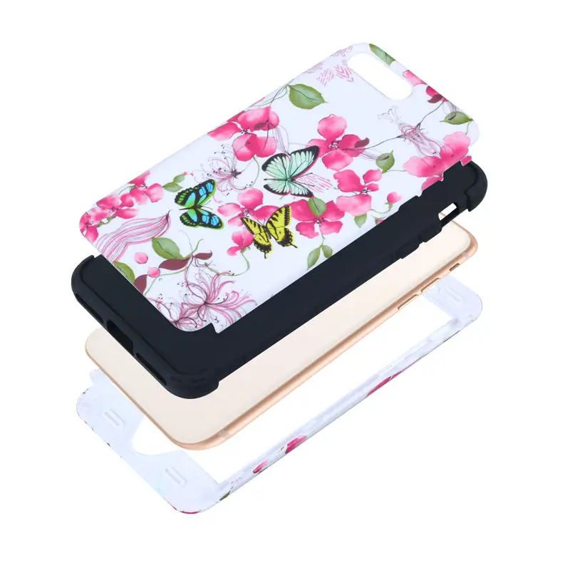 YOKIRIN для iphone 8 Plus/X Силиконовый чехол цветок 3 в 1 жесткий Пластик спереди назад