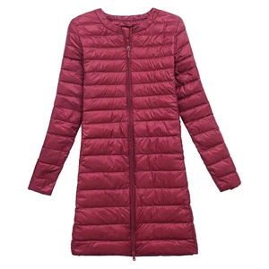 Пуховик женский зимний, ульсветильник, 2021 пуха белой утки, тонкий, портативный, длинный, 90%