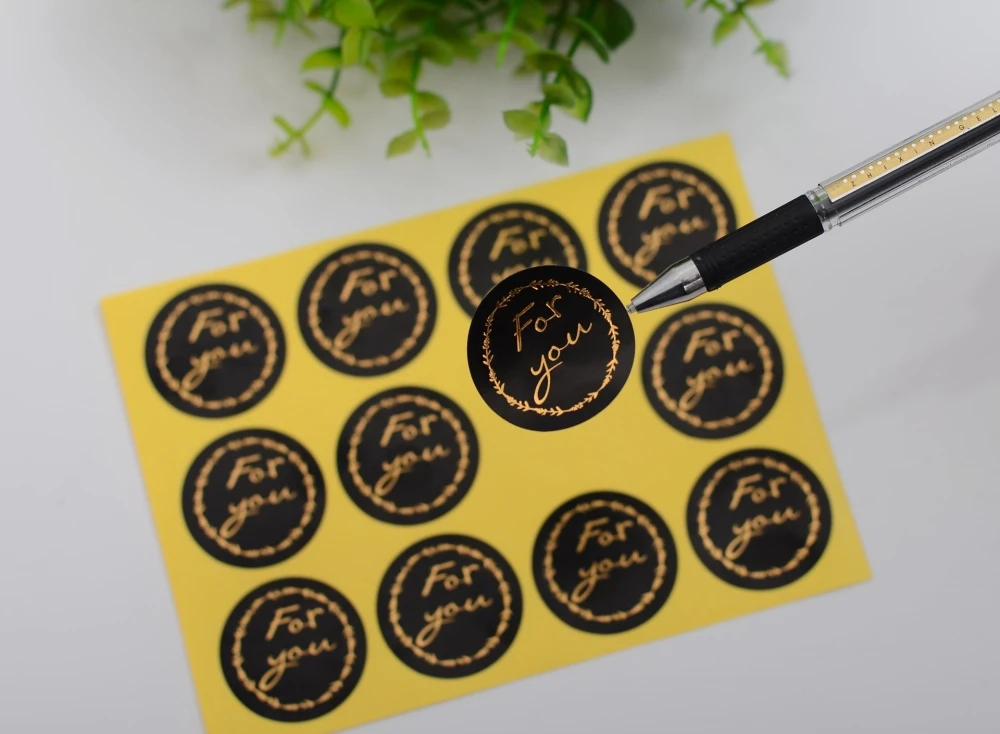 120 шт для вас золотые буквы круг ручная работа упаковка торта уплотнительные