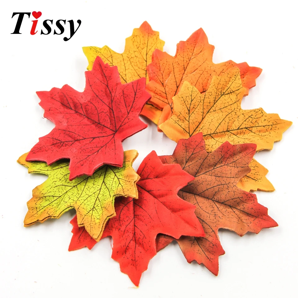 9CM 100Pcs Artifical Maple Leaves Fake Autumn Fall Leaf Wedding Party Decoration Craft Art Home Bedroom Wall Book Decor | Дом и сад