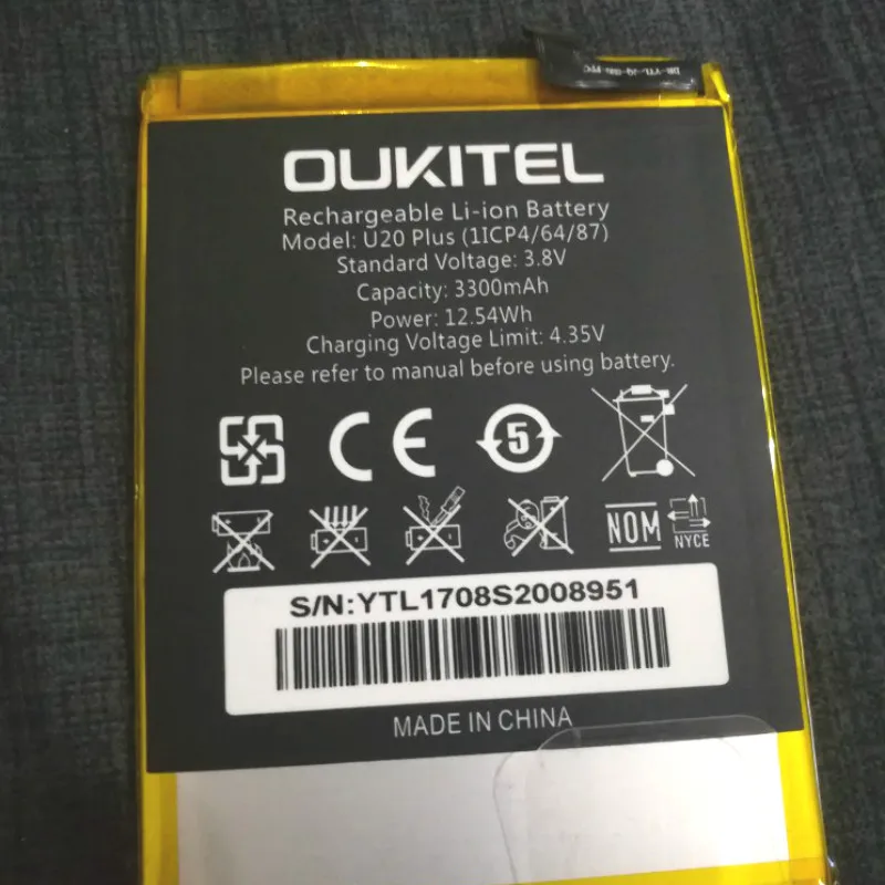 Аккумулятор на 3300 мА · ч для батарей OUKITEL U20/U20 plus/U20plus + код отслеживания | Мобильные