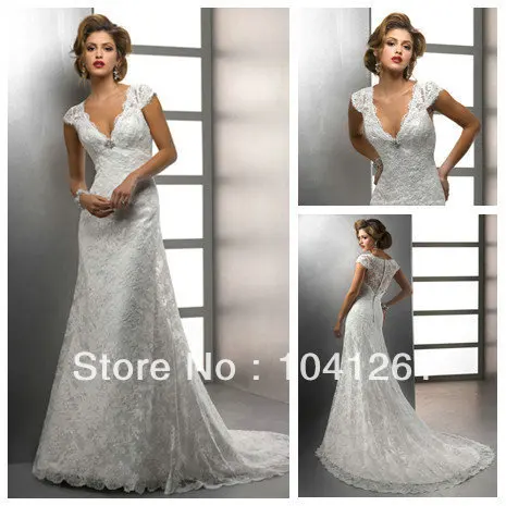 Floor Length With Short Train Beach Casual Cap Sleeve Wedding Dress 2013 | Свадьбы и торжества