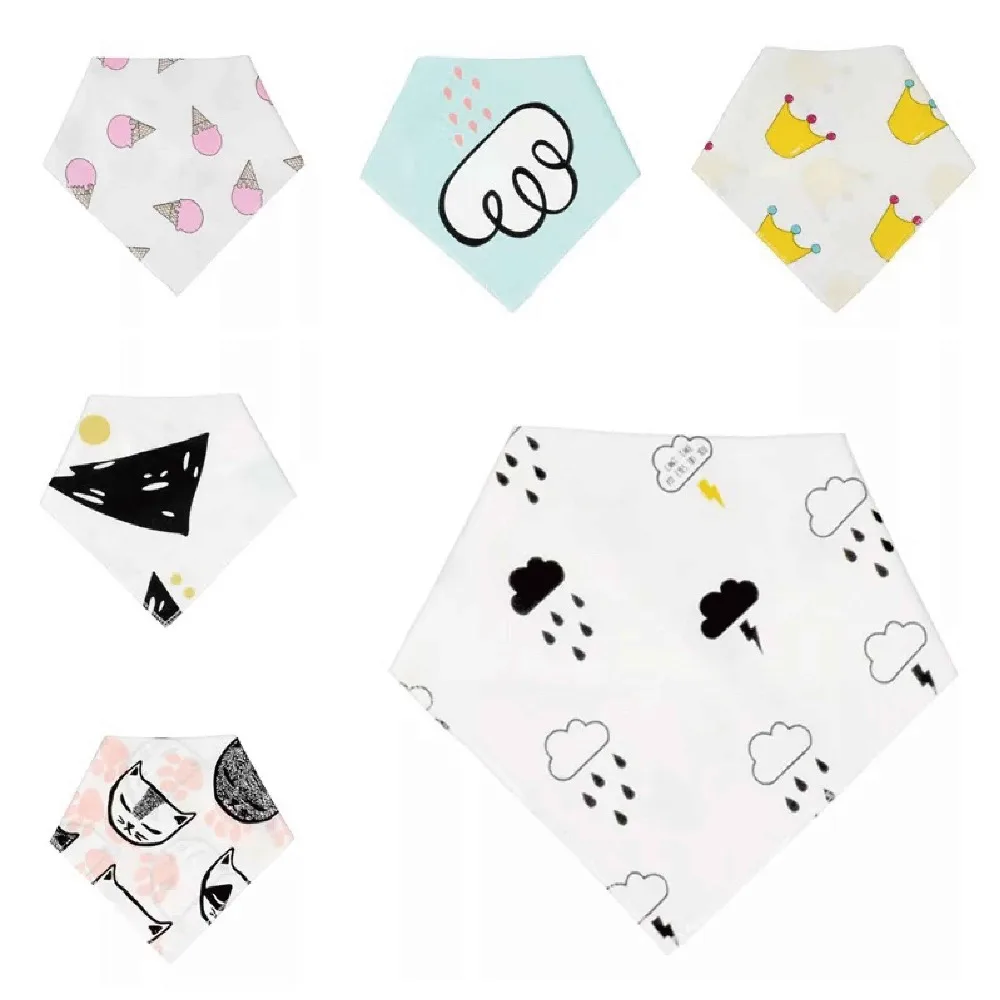 20pcs Baby Bibs For Boy&ampGirl bandana bib Burp Cloth Print animal Triangle Cotton Scarf Meal CollarBurp baby Accessories | Детская