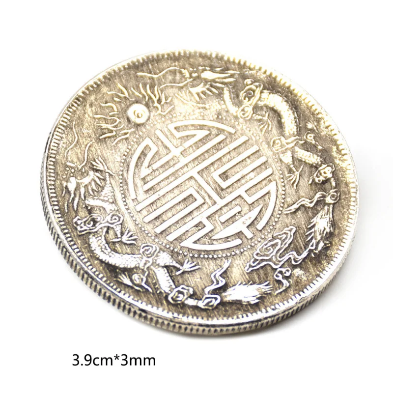 Древние 39 мм фэн шуй китайские двойные драконы бисера счастливые монеты