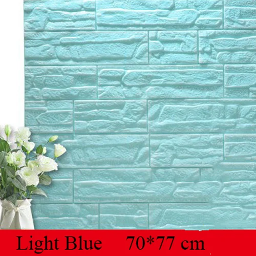 Light blue 70x77 cm Водонепроницаемый звукоизоляционный Декор Пена 60*30 см тиснением Три D DIY клей сделано спальня гостиная дома PE каменные панели - Цвет: Light blue 70x77 cm