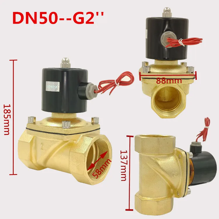Газ Вода Пневматический электромагнитный клапан воды, воздуха DC/24 V/12 V AC/220 V 2W-06/08/10/15/20/25/32/40/50, NC, 2 варианта