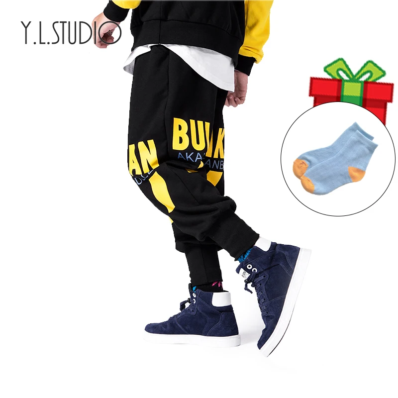 Бег мальчик пот Штаны осень хлопок детские брюки для больших мальчиков модные