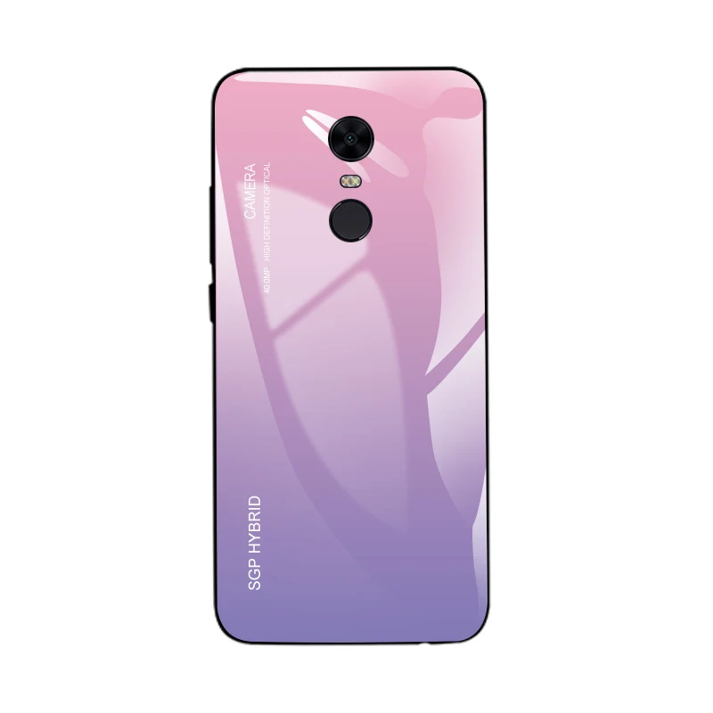 Gradient pink Для Xiaomi Redmi Note 4X4 5A 5 6 7 pro градиентный телефонный чехол Coque Capa закаленное стекло для Xiaomi Redmi 6A 5 Plus Модный чехол - Цвет: Gradient pink