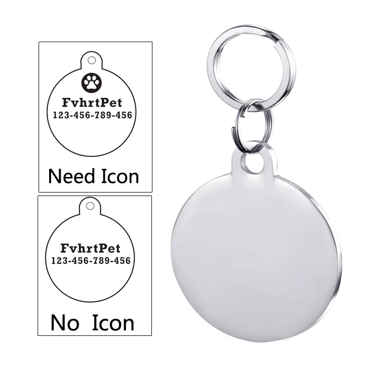 Round TP SLIVER Бирки для собак и кошек из нержавеющей стали, для щенков, аксессуары на воротник, собака идентификационные метки с тел и именной ярлык гравировка - Цвет: Round TP SLIVER