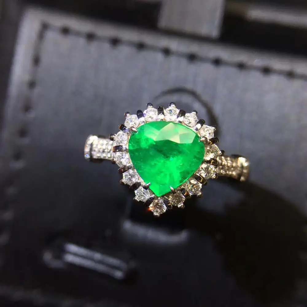 Fine Jewelry G18k Emerald Rings Real Diamonds 18K Gold Natural 1.02ct Gemstones Female Wedding for women Ring | Украшения и