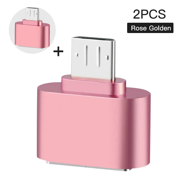 2PC Rose Gold ACCEZZ OTG адаптер конвертер Micro USB мужчина к USB женщина для samsung Xiaomi Android телефон планшетный ПК к USB флэш-накопитель мышь - Цвет: 2PC Rose Gold