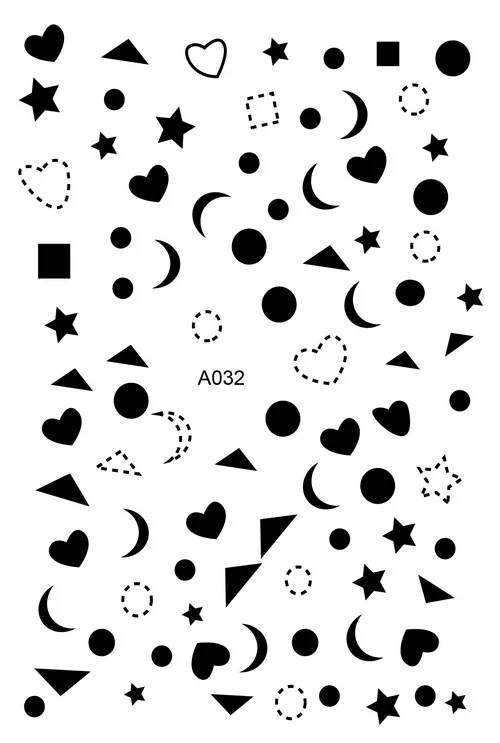 A032 black 3D стикер для дизайна ногтей, украшение, тени, луна, сделай сам, наклейки, советы, дизайн маникюра, созвездие, звезды, клейкая наклейка для ногтей - Цвет: A032 black