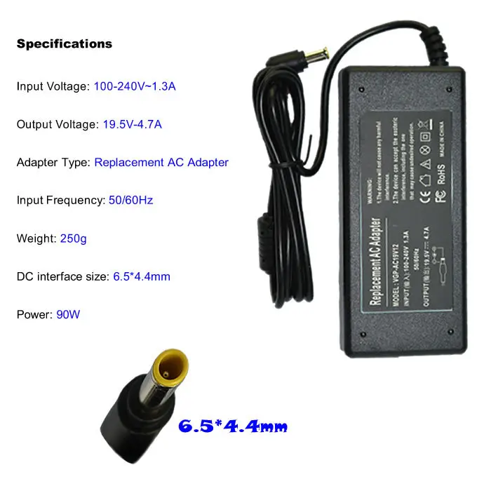 19 5 V 4.7A 6 5*4 4 MM 90W Замена для ноутбука Sony VGP-AC AC зарядное устройство адаптер питания