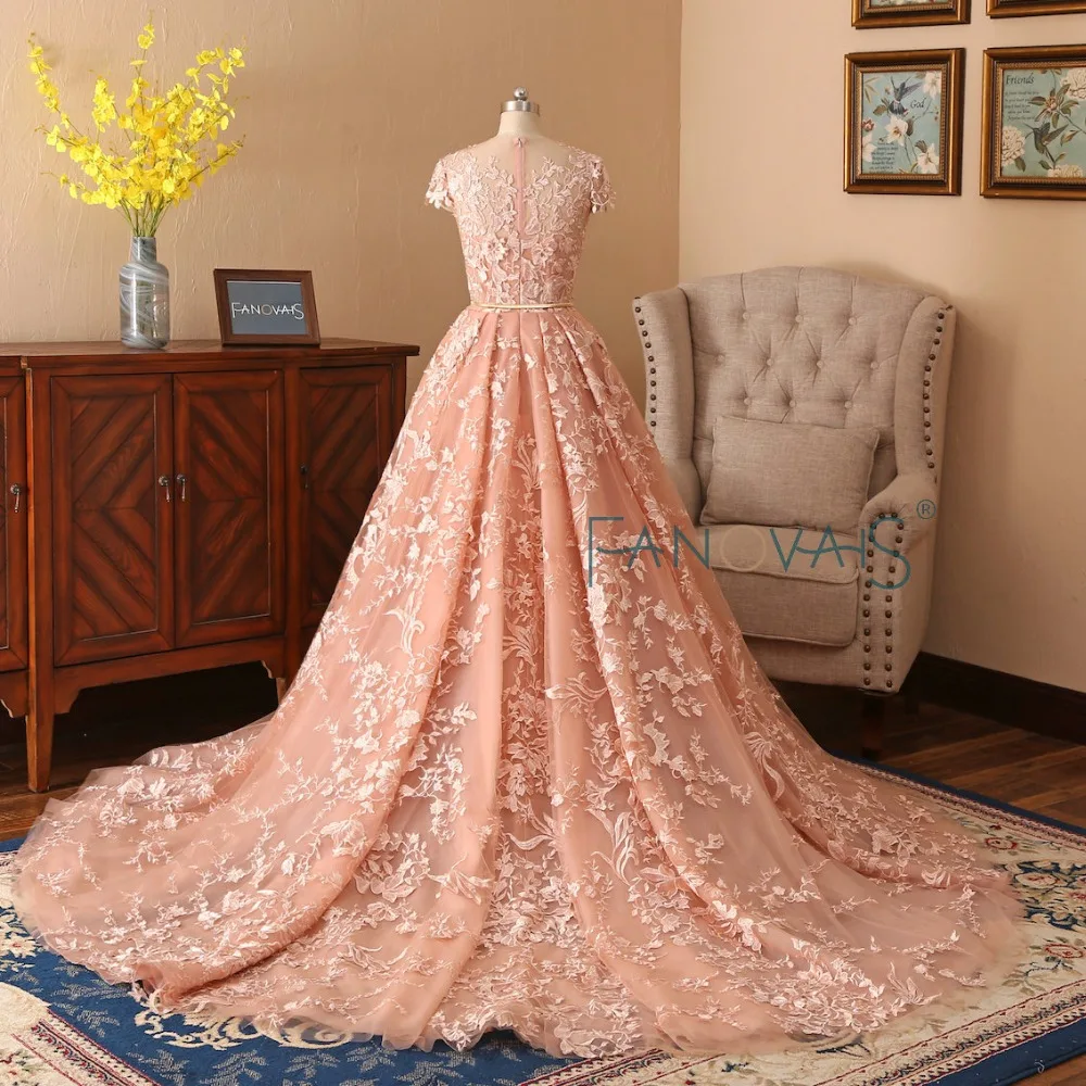 Кружева свадебные платья 2019 длинный поезд Vestido de Novia с коротким рукавом свадебное