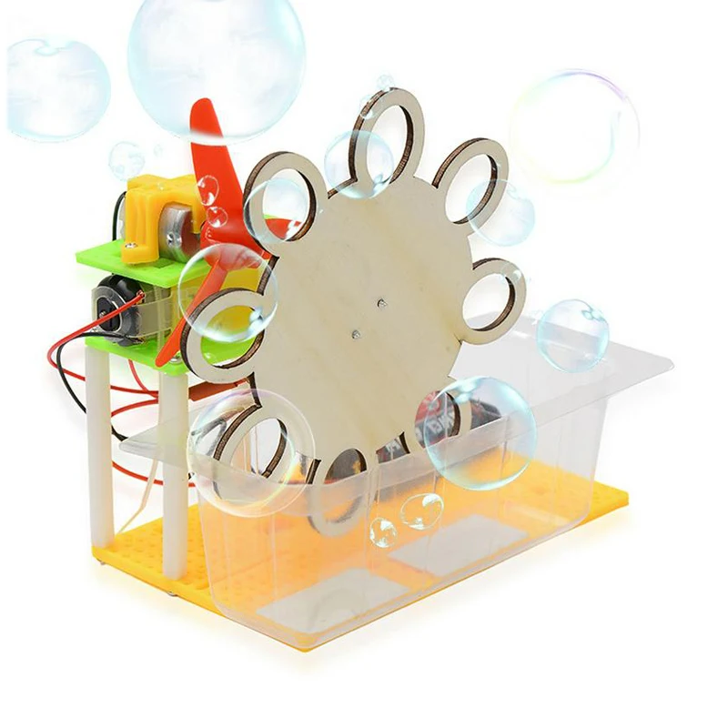 Diy Mini Electric bubble machine Science Toys Physics Experiment Educational Material Kits Boys Gift Model Kid's Classic Gifts | Игрушки