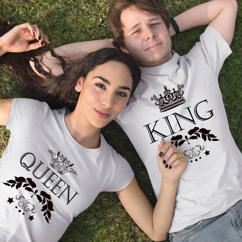 ZOGAA King queen пары футболка Корона Печать одежда для пар летняя 2018 Повседневное О