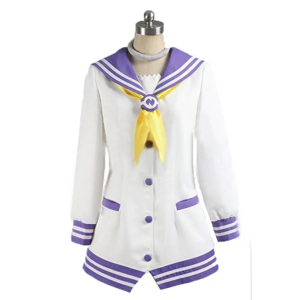 Белый Hyperdimension Neptunia Mk2 Nepgear фиолетовый костюм сестры Косплей Аниме с носками вечернее платье Лолита Белый Фиолетовый униформа - Цвет: Белый