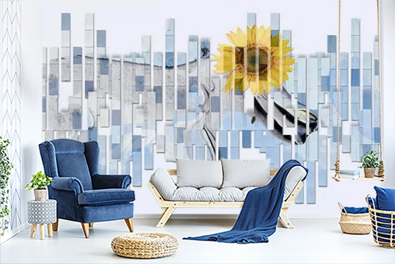 

[Self-Adhesive] 3D Mosaic Tile Sunflower 33 Wall Paper mural Wall Print Decal Wall Murals
