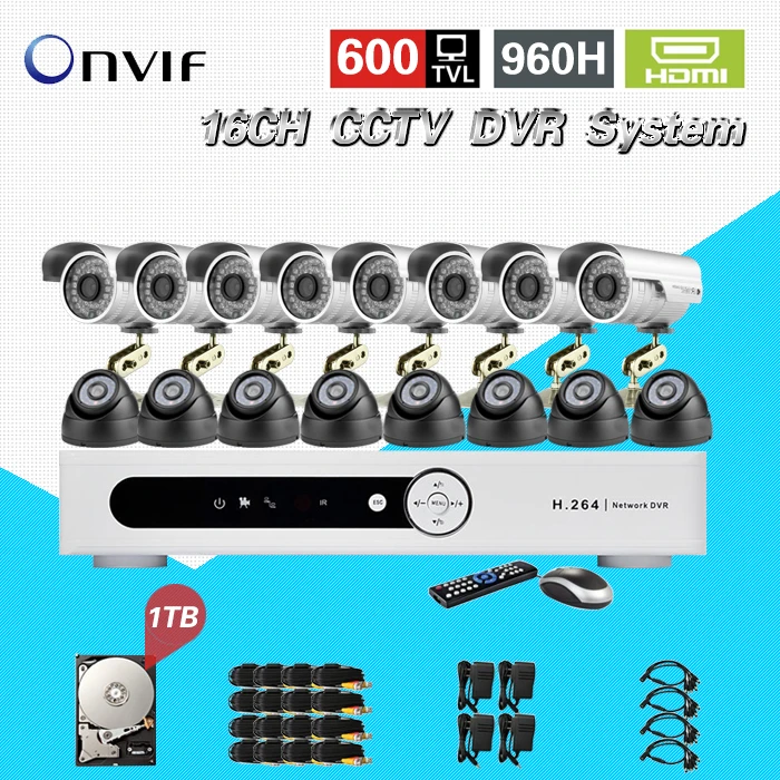 16 ch 600TVL ИК Влагозащищенные видео видеонаблюдения Камера комплект 16ch Wi Fi DVR
