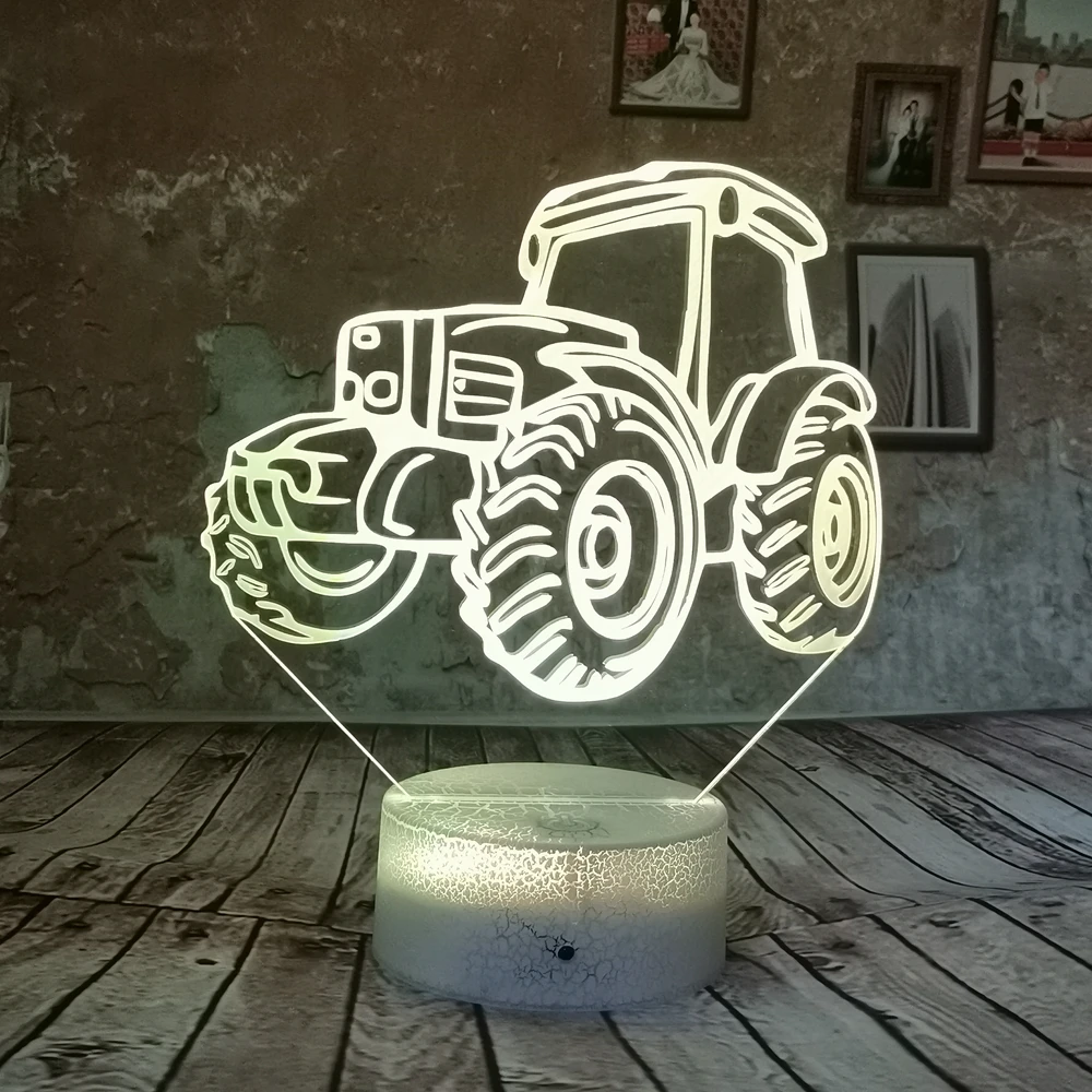 Drop Shipping Cute Cartoon Car 7 Colors RGB LED 3D Night Light Change USB Xmas Birthday Gifts Table Desk Lamp For Baby Kids | Лампы и