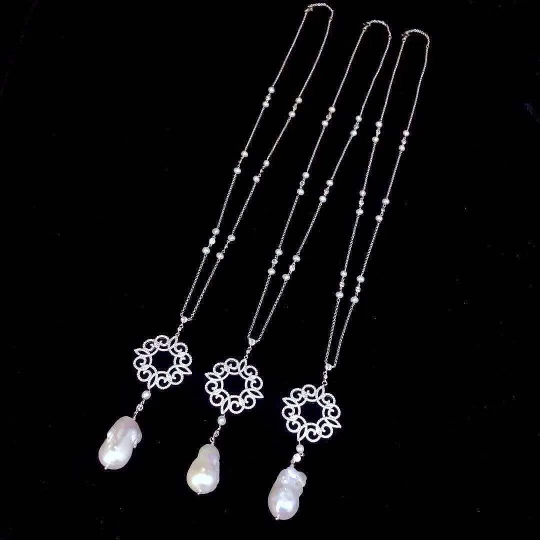 Baroque Pearl Pendant Necklace Long Chain Keshi Natural Sweater Women Gifts | Украшения и аксессуары