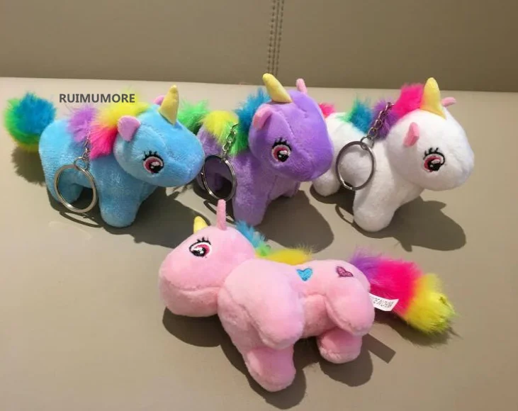 1piece random color Милая плюшевая лошадь, 4 цвета, 12 см, стоящая плюшевая игрушка, брелок, плюшевая игрушка - Цвет: 1piece random color