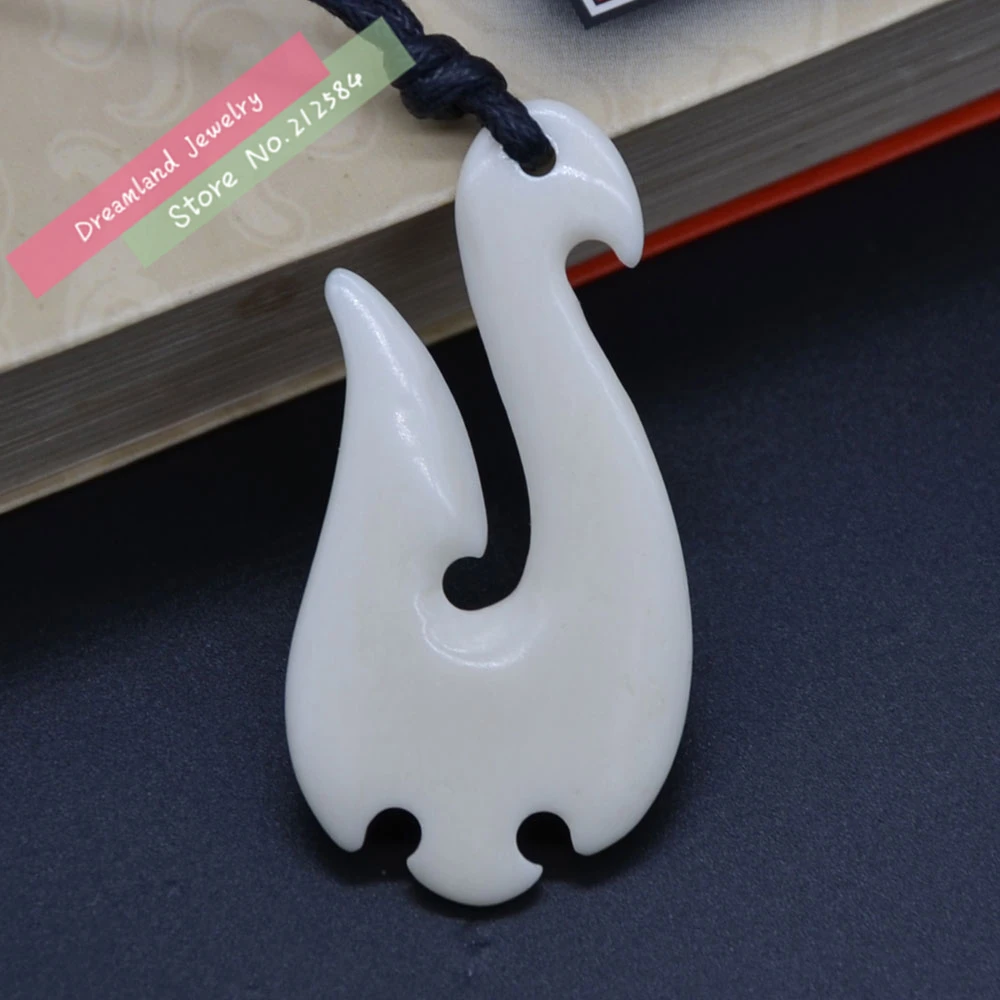 Бесплатная доставка 1 шт. Гавайская резная ручная работа бычья кость рыболовный