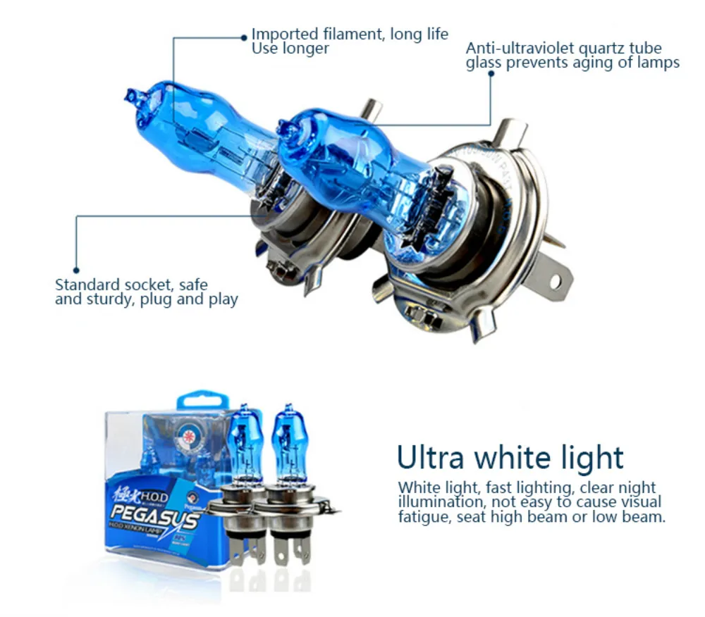 CARCTR автомобиль галогенная лампа 12V 100W H1 H3 H4 H7 H8/9/11 лет 9005 9006 880/881 3000K 6000K дальнего и ближнего лампы, галогенные лампы для автомобилей