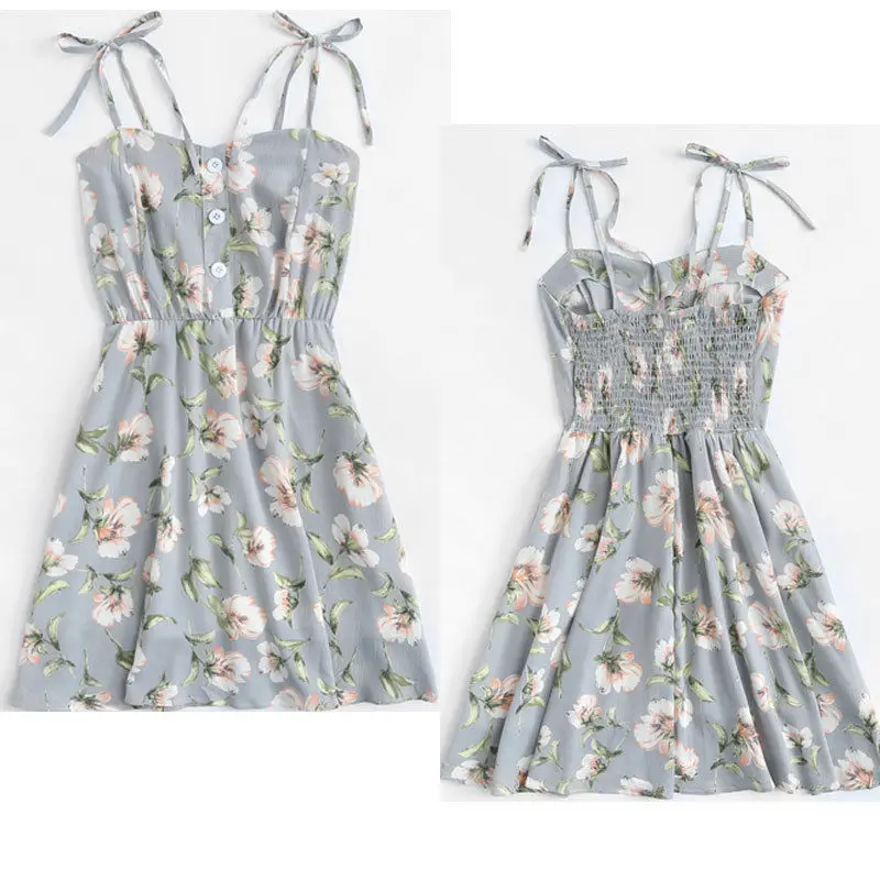 Женское платье с цветочным принтом Boho вечернее пляжное мини на