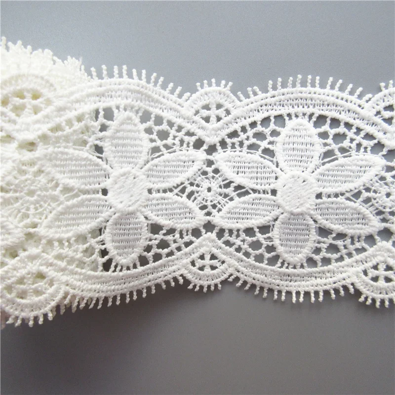 1 yard White Cotton Eyelash Flower Embroidered Lace Trim Ribbon Fabric Handmade DIY Sewing Supplies Craft Gift Decorative 6.7CM | Дом и сад