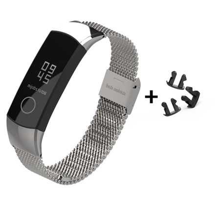 Mijobs Миланский металлический ремешок для huawei Honor Band 4 браслет из нержавеющей стали замена Смарт-аксессуаров - Цвет: Silver