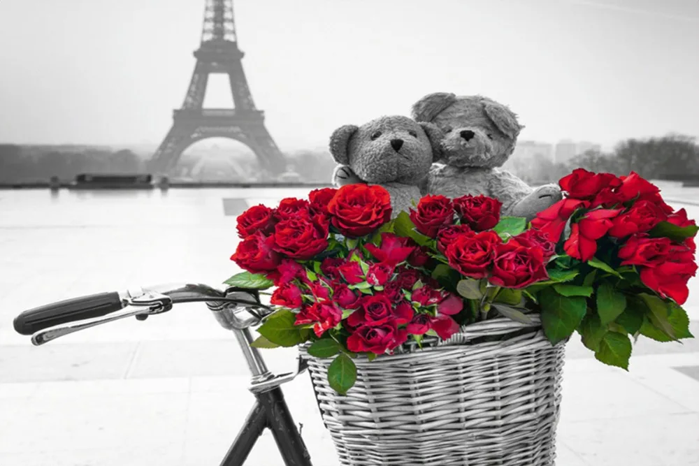 100% DIY 5D алмазная картина велосипед британская Франция EiffelTower Роза вышивка