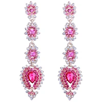 fashion jewelry color crystal rhinestone heart shaped drop earrings long earrings for women