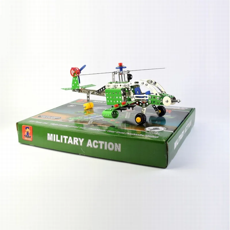 

DIY Apache Armed Helicoper Military Action Models 3D Metal Building Kit Construction Set Educational Toy Block Kits(270 PCS)