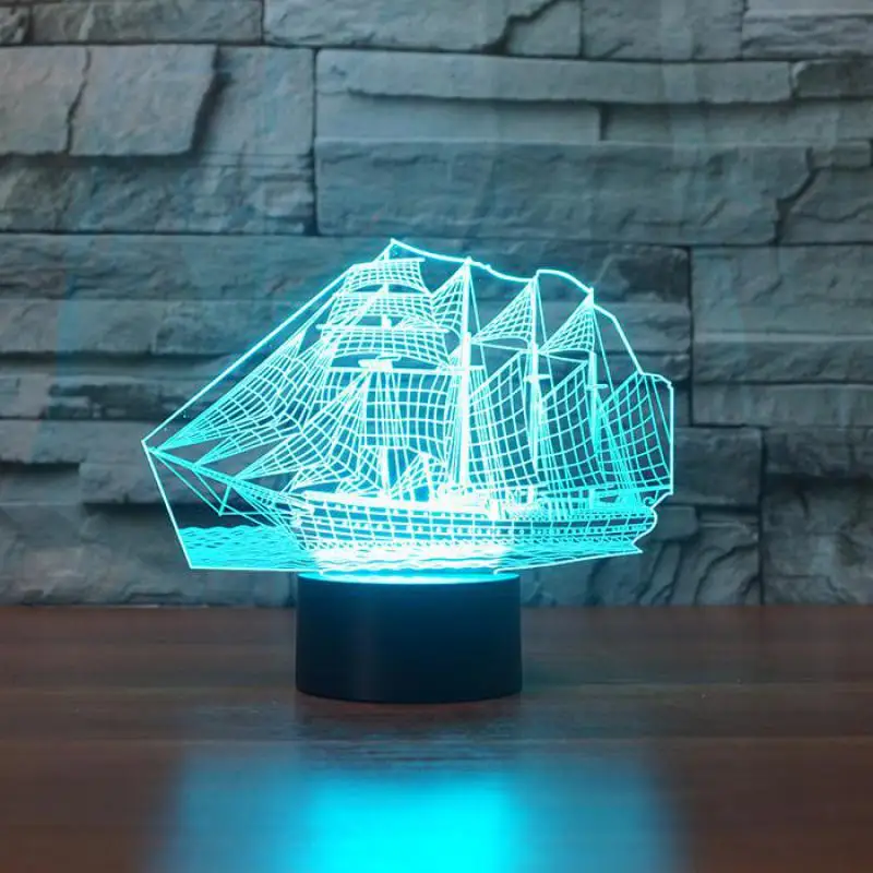 Креативные товары Парусная 3d лампа светодиодный декоративный настольный ночник