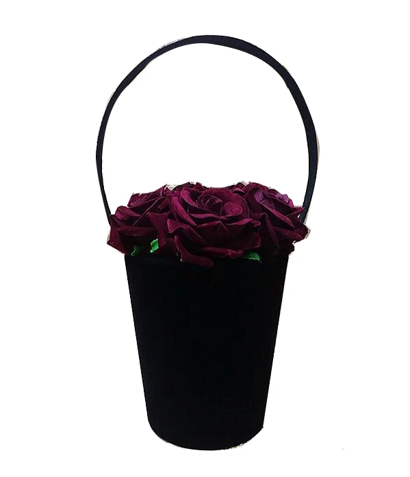 dark red Новинка, модная женская сумка в стиле ретро, ручная работа, сумка-мешок с розами, женская сумка-тоут, вечерние сумки, черные кошельки - Цвет: dark red
