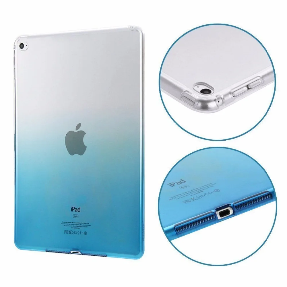 Прозрачный чехол для iPad Air 1 2 силиконовая Мягкая задняя крышка градиентный цвет