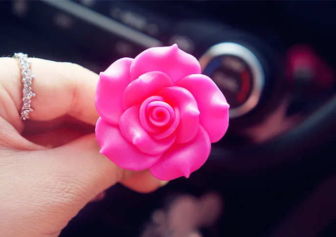 Rose Автомобильный орнамент, духи с ароматом камелии, клип, освежитель воздуха, Авто кондиционер, вентиляционное отверстие, духи, Balsam, бальзам, аромат, авто цветочное украшение - Название цвета: Rose
