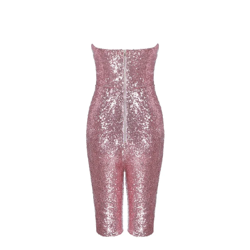 Высокое качество без рукавов бретелек Розовый блестками Элегантный