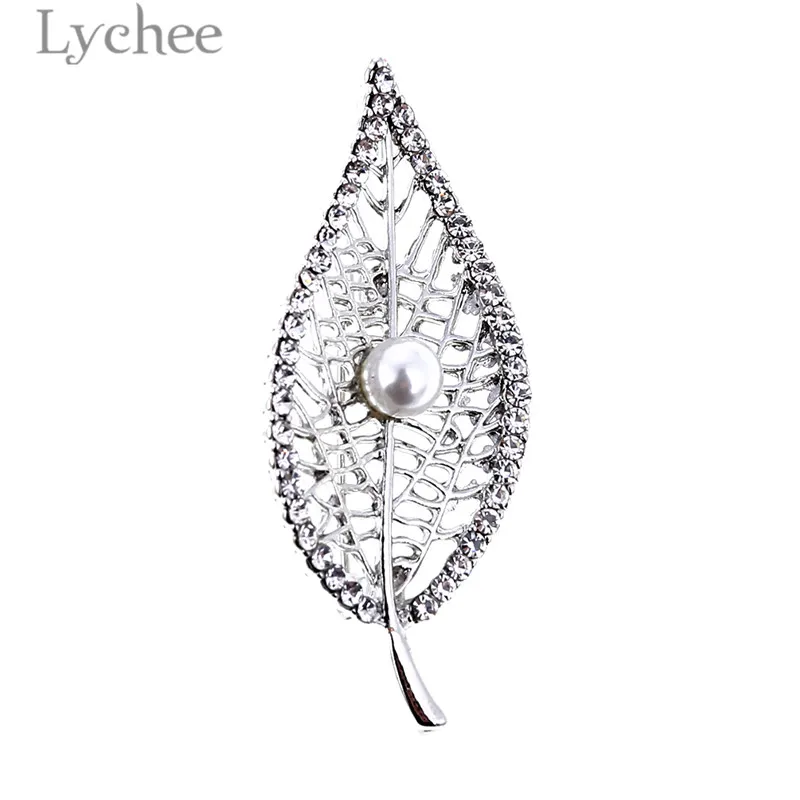Lychee Модные Сплав Кристалл растение эмаль женские Броши Булавки имитация жемчуга