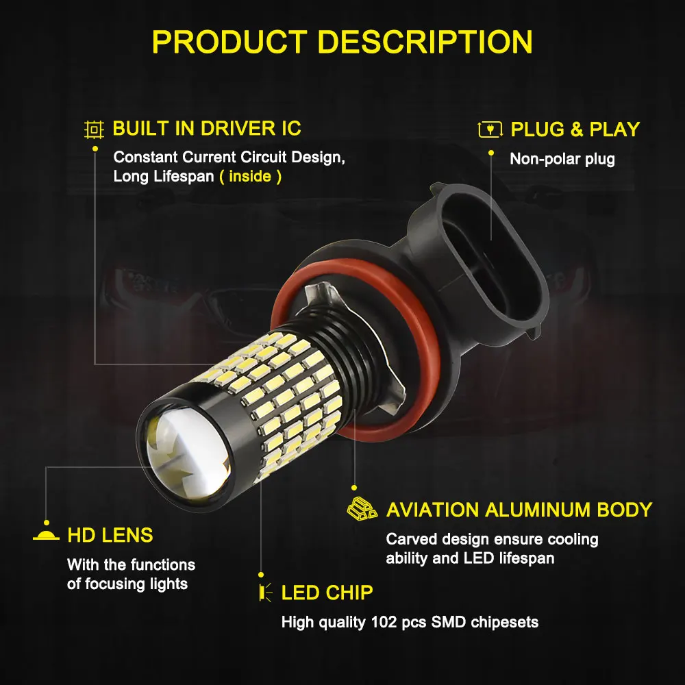 AUXITO 2x H8 противотуманный светильник s H11 H10 9006 9145 для Toyota C-HR Corolla Rav4 Yaris Avensis Camry CHR Auris светодиодный светильник для автомобильной лампы