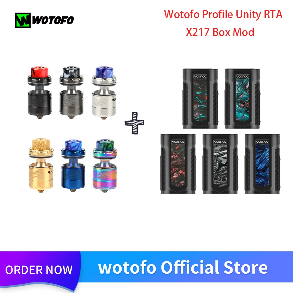 Original Wotofo Profile Unity RTA Tank With X217 Box Mod 217W TC Electronic Cigarette Vape GENE.FAN Chip TFT IPS HD Screen | Электроника